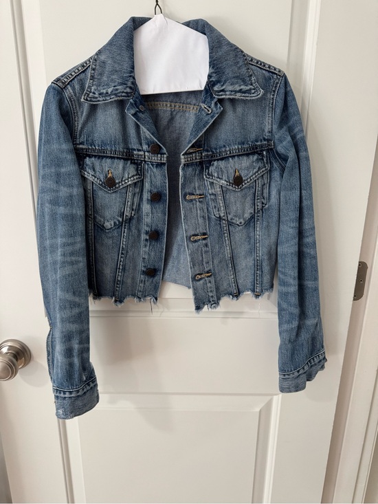 Able Jackets & Blazers - Able Distressed Cropped Denim Jacket - Light Blue